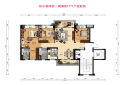 阳山碧桂园3室2厅1厨2卫建面120.00㎡